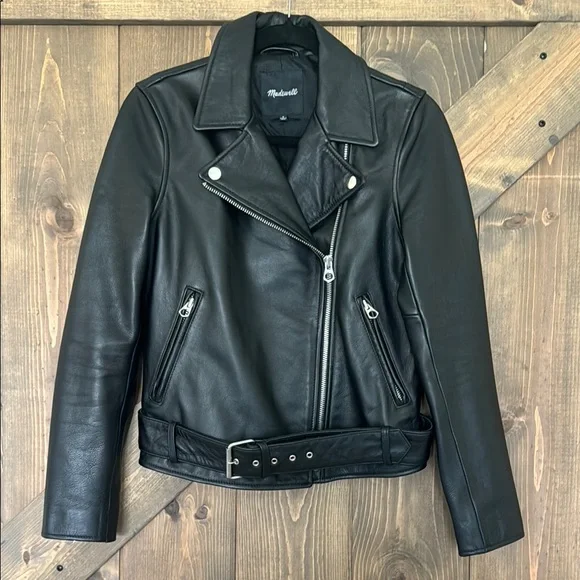 Madewell “The Ultimate Leather Motorcycle Jacket” Women’s Size Medium - Picture 6 of 12